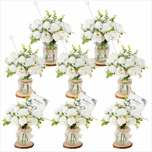 Set 8 Mason Jar Table Centerpiece - Wedding Centerpieces for