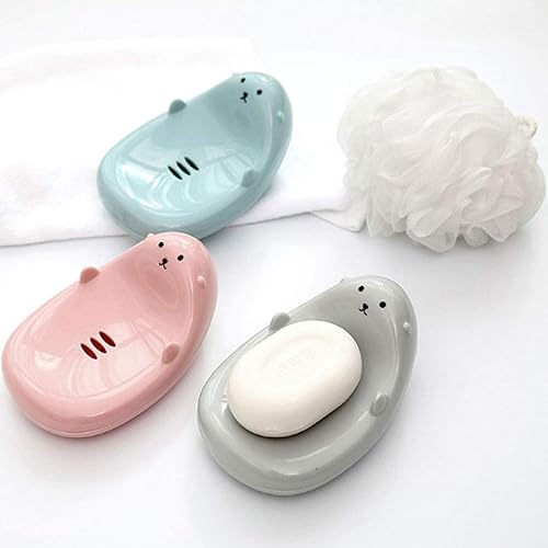 Miniatura 7 de GARASANI Caja de jabón de animales de dibujos animados lindo baño creativo plástico drenaje de agua Jabón Estante lavado esponja titular estilo