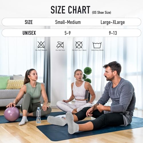 Image of Purplepig 3 Pairs Grip Pilates Socks Cushioned Yoga Socks Non-Slip for Barre, Barefoot Workout, Hospital for Women Men