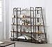 O&K FURNITURE 5 Shelf Industrial Corner Bookcase and Shelf, A-Shaped Display Corner Storage Rack Bookshelf-70-Inch, Vintage Brown