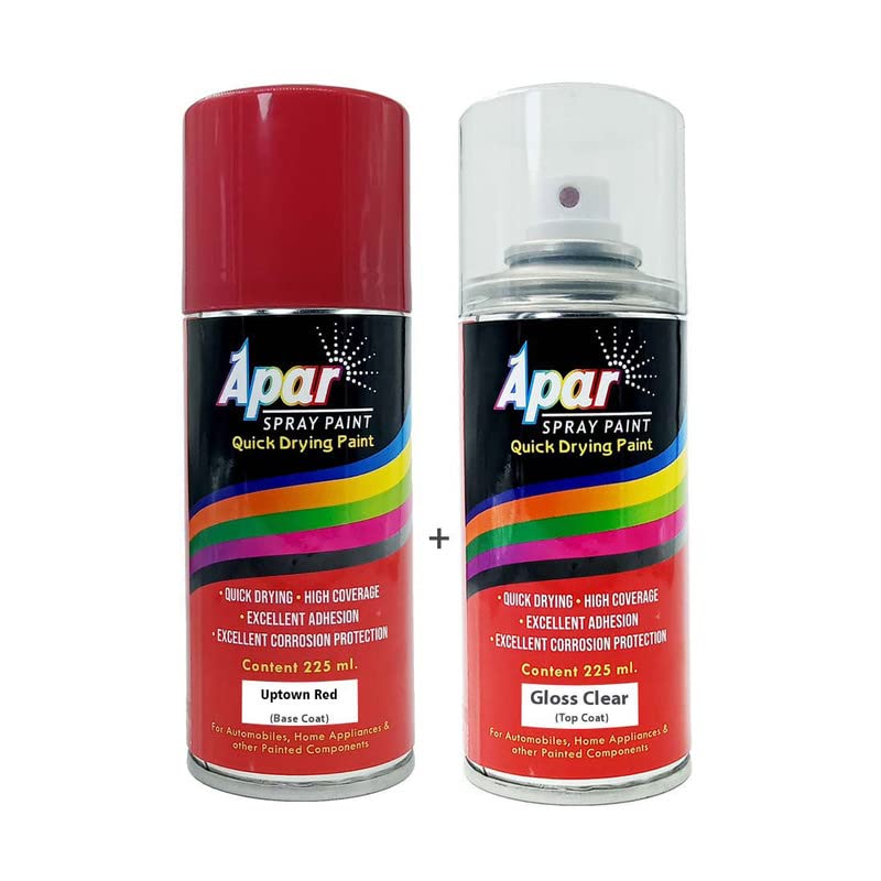 APAR Spray Paint Uptown Red (RC Colour Name) + GC Compatible for Maruti Alto,Ignis -225 ml (Pack of 2-Pcs)