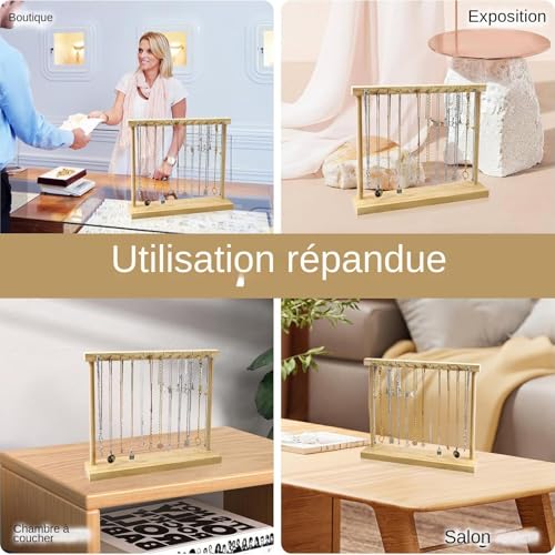 Soporte para collares antienredos con ganchos de madera para solucionar el caos en tu cómoda 5