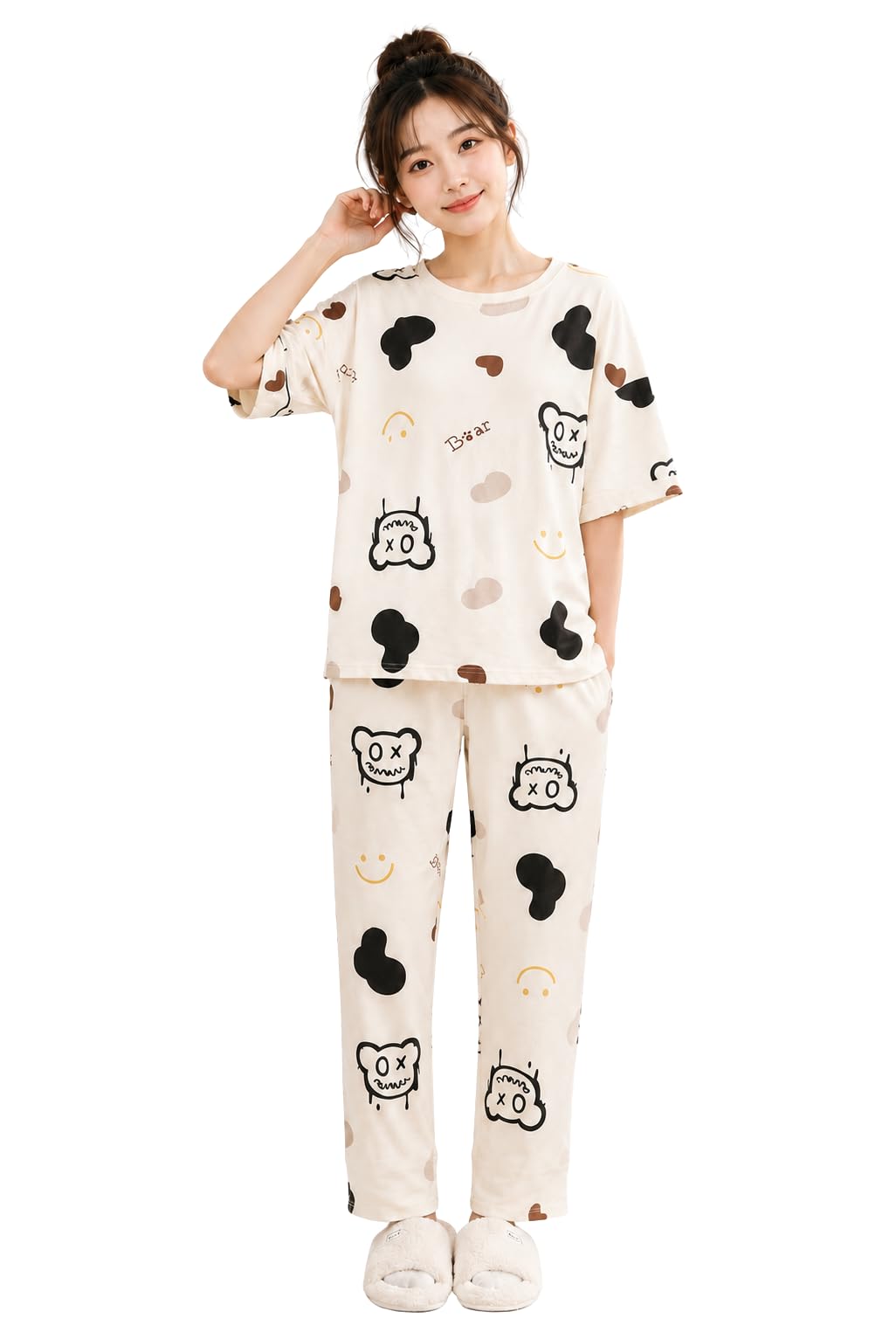 Women's Night Suit Set | Half Sleeve T-Shirt & Full-Length Pajama | Soft Lycra Blend Sleepwear Loungewear for Women | Comfortable Nightwear Set-picture-29