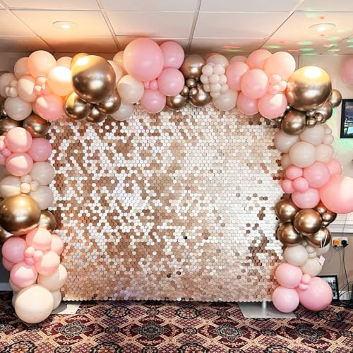 Image of Champagne Sequins Backdrop 3ftx4ft Shimmer Wall Backdrop Glitter Party Backdrops for Wedding Birthday Bridal Shower Decor