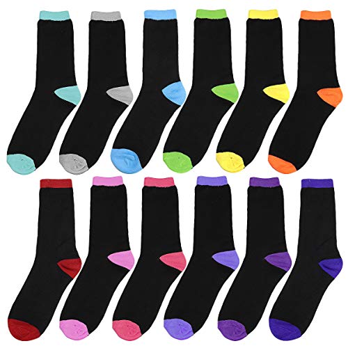 Image of Falari 12 Pairs Women's Cotton Crew Socks Assorted Colors
