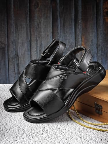 Image of Action-ELEGANT-431 Lightweight Comfortable Synthetic Leather Sandals for Men Black