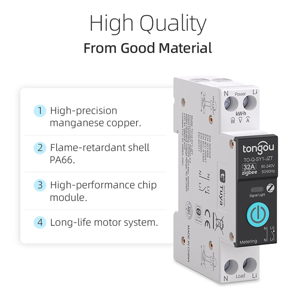 ZigBee DIY Smart Switch 32A| DIN Rail Switch| 1P+N 90-240VAC| Real-time Power Monitoring| Remote Control and Set Timer for Home Automation| Support Tuya/Smart Life| Voice Control| FCC Certified - Image 5