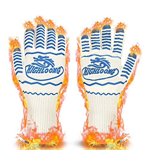Image of BBQ Grill Gloves Heat Resistant, 1472℉ Heat Resistance Fireproof Glove for Grilling Smoking Barbecue Oven Mitts Extreme Hot Proof Mittens for Kitchen Cooking Baking