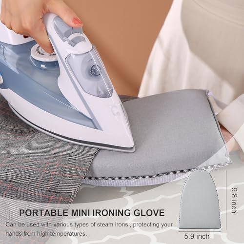 Ironing Board,Foldable Ironing Board Adjustable Height Compact Iron Board Thick Steel Tube Iron Board with Holder,Replacing Cloth Cover and Mini Handheld Gloves,Gift for Women(Grey Texture) by Afhomennst - Image 3