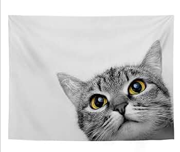 【新品】絵画　タペストリー　猫　花柄　タイル　アンティーク 四季彩布(しきさいふ)【4月 みけのお花見】軸付きタペストリー