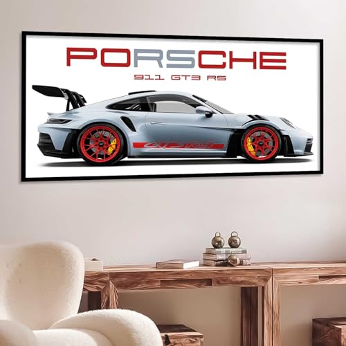 Image of kotart Big Porsche GT3RS 911 Car Framed Posters Gift Items for Boys Room Wall Decoration Bedroom Living Room Office Studio Decor | Car Poster Frame for Wall Decor Set Of 1 Size (10 x 19 inch)