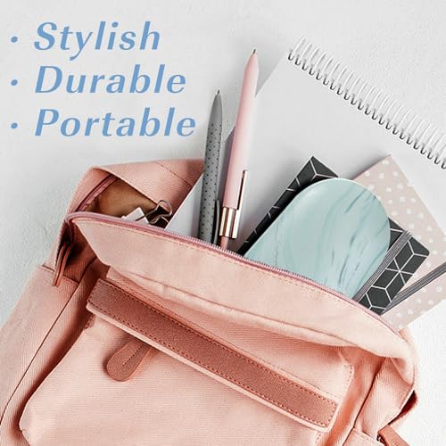 Image of MoKo Double Eyeglass Case, 2 in 1 Double Sided Portable Glasses Case Contact Lens Case with Mirror Eye Glasses Carrying Bag Anti-Scratch Sunglasses Pouch Protective Eyewear, Blue Water Color