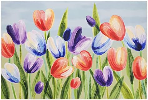 Liora Manne Illusions Collection Indoor Outdoor Mat - Garden or Coastal Rug, Tropical & Floral Décor, Comfortable & Durable, UV Stabilized, Machine Washable Rug, Tulips Multi, 1'7" x 2'5"