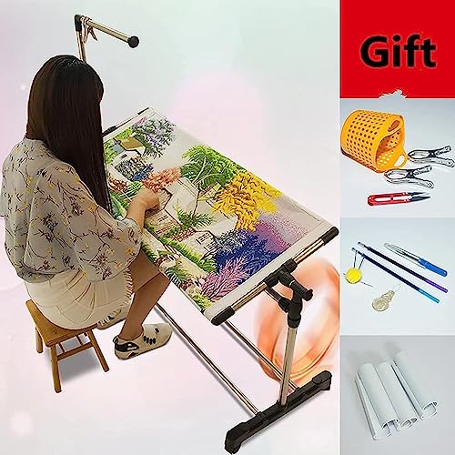 Soporte de bordado ajustable para punto de cruz y costura, marco de suelo con diseño de mesa de regazo, ideal para proyectos de costura y manualidades