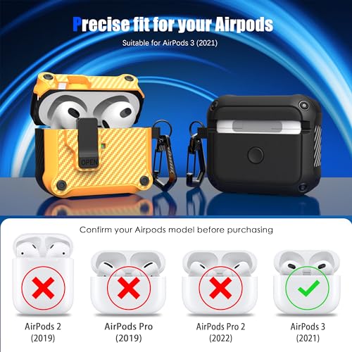 Image of RFUNGUANGO AirPods 3 Case with Lock Magnetic Lid, Yellow