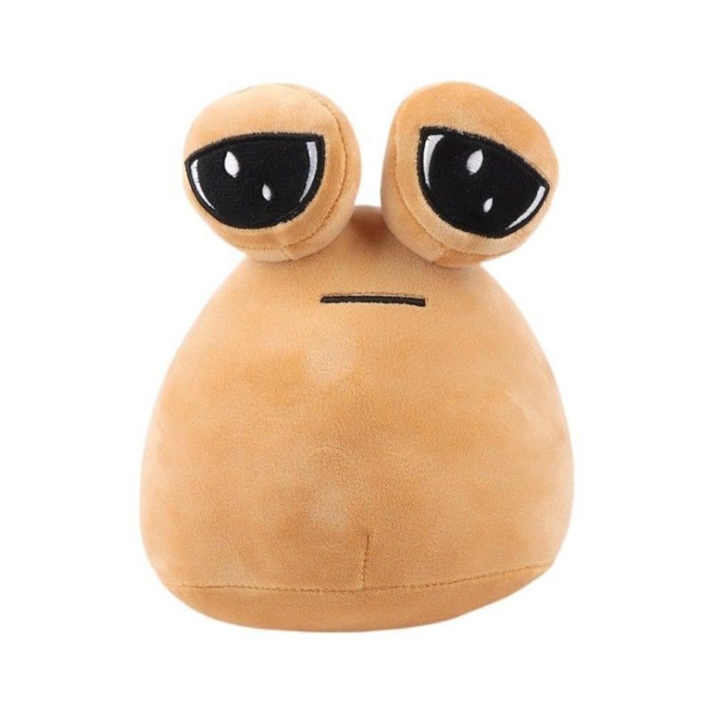 wiztex Pou - Peluche de Sad Pou Aliien empaquetado en Alemania, regalo de anime para niños y fans de Halloween y Navidad (Sad Beige Pou)