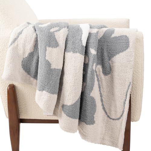 Image of Jay Franco Disney Mickey Mouse & Minnie Mouse Throw Blanket - Cozy 50 x 60 Inch Fluffy Feather Knit Fuzzy Blanket, Gray Stars, Super Soft Lightweight Machine Washable Bedding