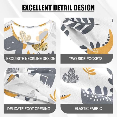 ALAZA Cute Dinosaur Pajamas Short Sleeve 2 Piece Sleepwear Top and Bottom Pajama Set Unisex4