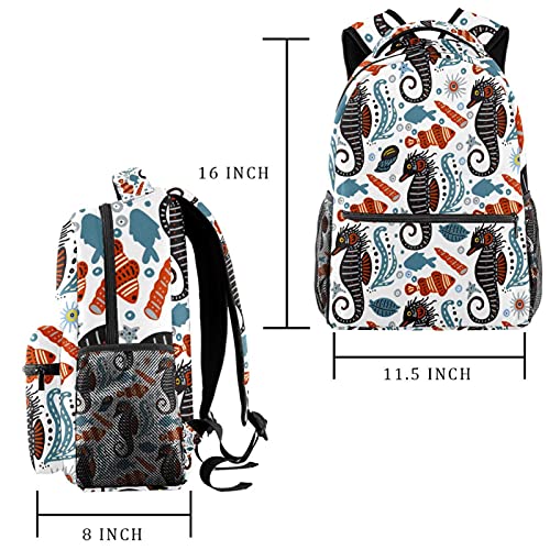 Sac à dos motif dessin animé Hippocampes pour filles et garçons - 2
