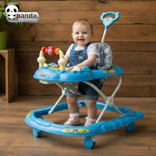 Image of Panda Baby Products Walker with Push Handle, Musical Toys & Adjustable Height - Safe & Comfortable Learning Walker for Babies (6-18 Months) (Blue, 111 Baby Walker)