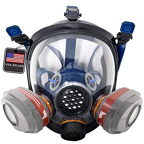 Parcil Distribution Home Fire Safety Kit - PT-101 Full Face Respirator with Smoke Filtration & 2 Emergency Fire Extinguisher Home Blankets - Dual Activated Charcoal Filter Set Included - Thumbnail 2