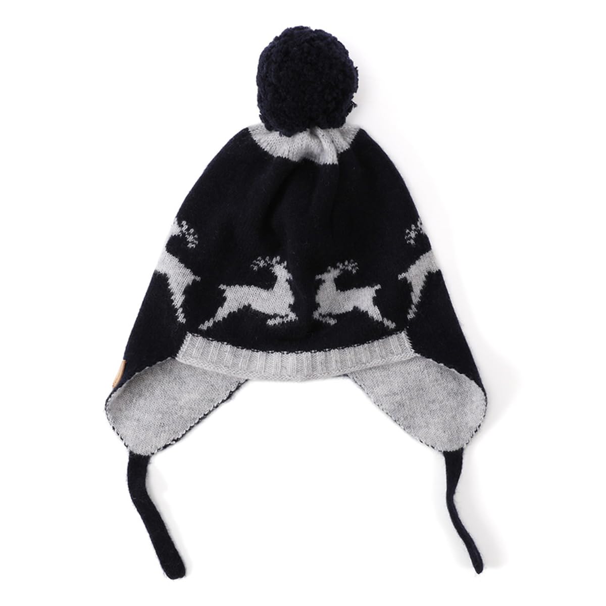 YUONNY 100% kaszmirowa czapka z pomponem z dzianiny dla dzieci chłopców dziewcząt, zimowa ciepła i miękka czapka beanie na 4-8 lat, śliczne uszy czapki narciarskie sportowe prezent