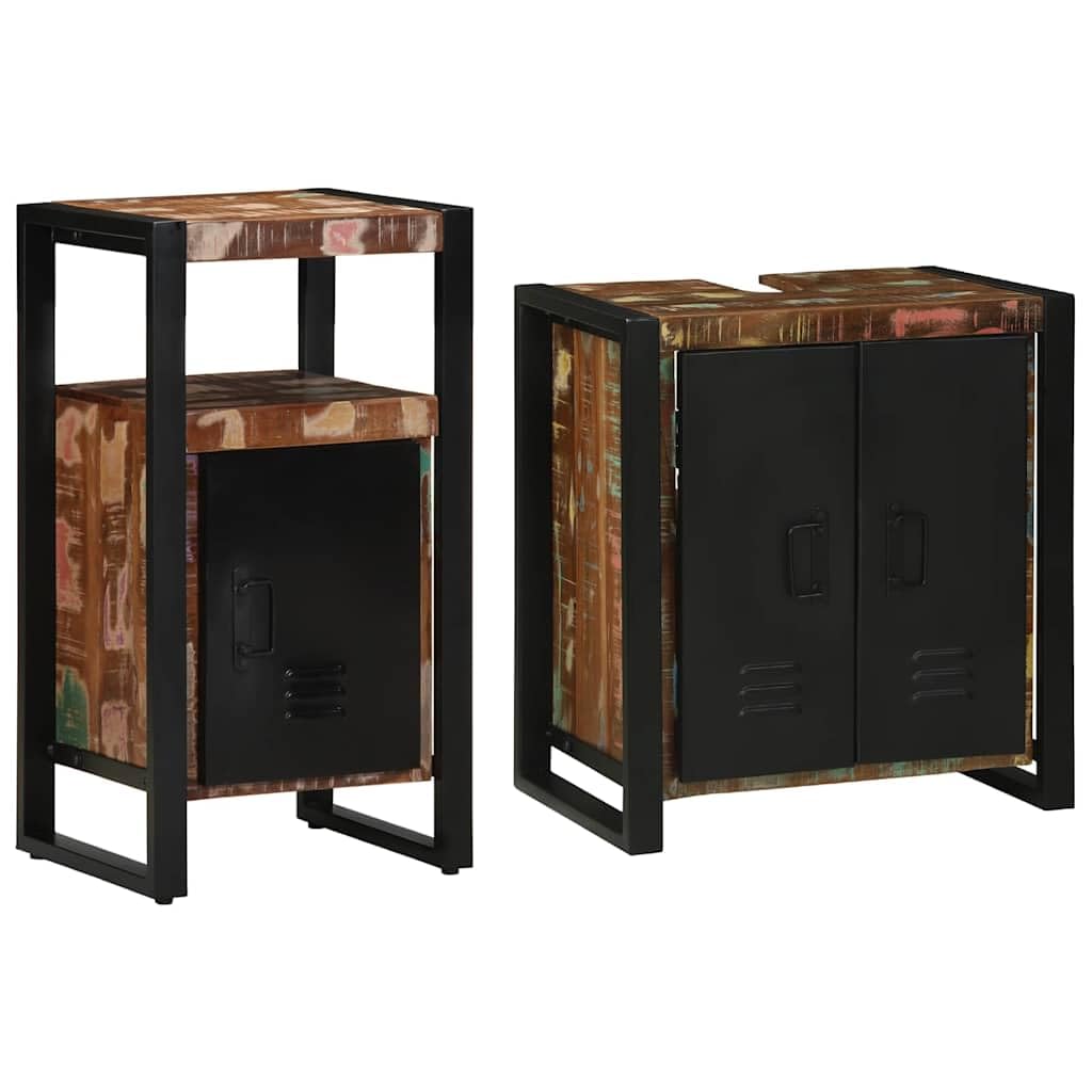 Juego de muebles de baño, 2 unidades, multicolor y negro