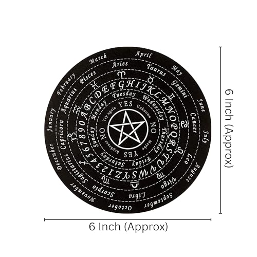 Image of Dowsing Board with Brass Pendulum | 6 Inch Approx | Black Star Board | Metaphysical Message Board | Acrylic Divination | Pendulum Assorted | Pack of 1|