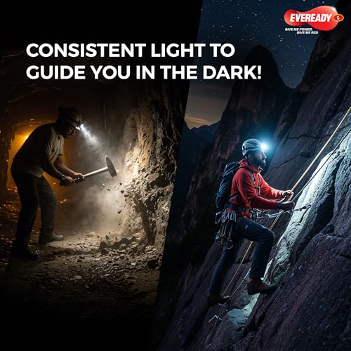 Image of Eveready DL91 Headlamp Pro, Rechargeable 3W LED Headlight Torch, 20000 Lux Power, Telescopic Focus, 7-Hour Lighting Time, Dual Mode, USB Type-C Charging, 90 Tilt, Wearable Without Helmet