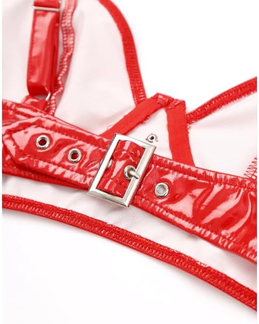 1pcs Womens Glossy Patent Leather Bra Top Brassiere Bralette Adjustable Shoulder Straps Bra Nightclub Rave Costume