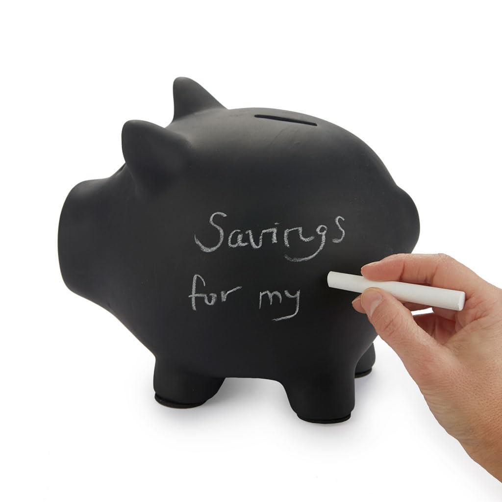 Balvi Salvadanaio Oink Bank Colore nero Personalizzabile e riutilizzabile Ceramica