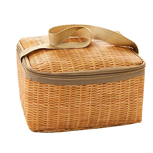 DierCosy Tools Portable en rotin et Osier Panier, extérieur Sac de Pique-Nique Vaisselle étanche isothermiques Cooler Food Basket Conteneurs Camping Pique-Nique Facile à Transporter Cover
