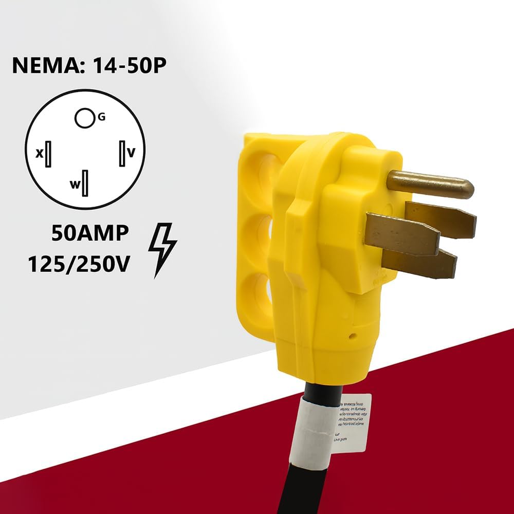 Superior Electric RVA1582 RV Pigtail Adapters 50 Amp Male NEMA 14-50P to 30 Amp Female NEMA L5-30R, Length 18-Inch 10AWG/3 Cord