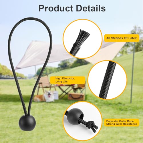 Tarp Clips Heavy Duty Lock Grip, 10 Set Tarpaulin Clips and Clamps with Tarpaulin Ties, Weather Resistant Tie Down Strap 4mm Thickness for Camping, Tents, Cargo - Image 4