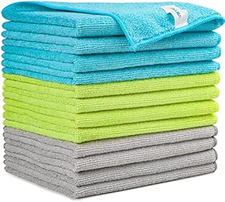 AIDEA Microfibre Cleaning Cloths Pack of 12, Multifunctional Reusable Cleaning Towels, Lint Free Streak Free Washable Cloth Duster for House, Kitchen, Car, Motorbike, Windows 30 x 40 cm