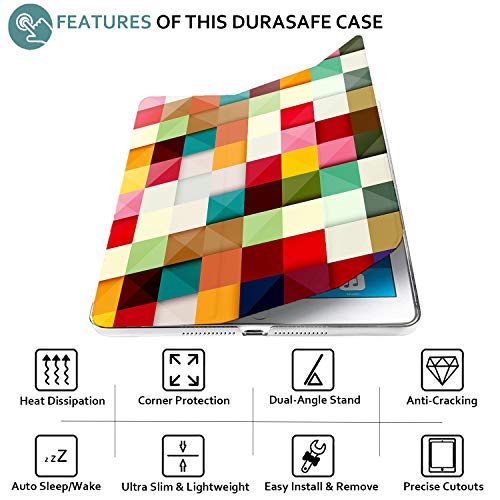 Image of DuraSafe Cases for iPad PRO 12.9 Inch 2nd [ Pro 12.9 2 Generation 2017 ] A1670 A1671 MQEF2HN /A MQED2HN /A MQEE2HN /A MQDC2HN /A Trifold Printed PC Lightweight Protective Clear Back Cover - Color Grid