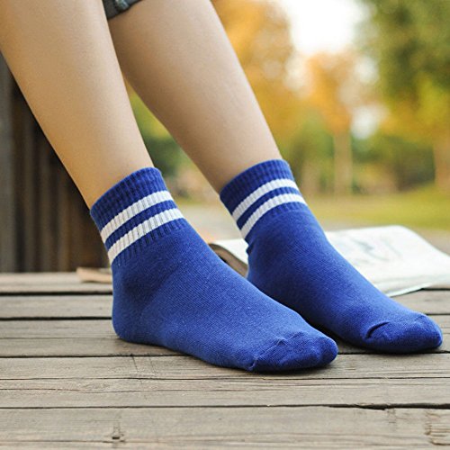 Tookie Calcetines Deportivos Rayas, 1 par Casual Transpirable Antibacteriano para Hombres y Mujeres, Calcetines Largos a Rayas de Negocios, Gimnasio, fútbol, Azul