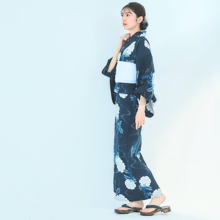 【綿麻】浴衣 紺 白 青 生成り 雪輪 フリーサイズ レディース Amazon.co.jp: 綿麻 浴衣 単品 紺 ネイビー 雪輪 藤