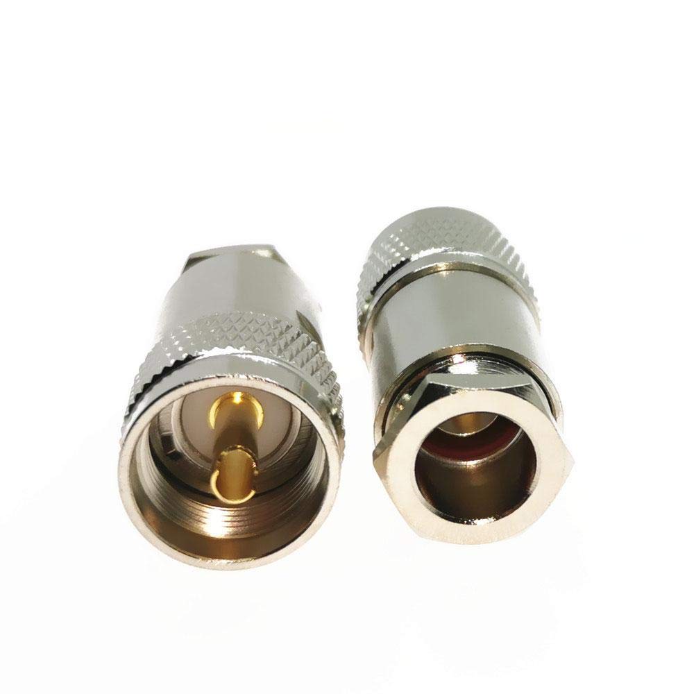 2-Pack PL-259 UHF Female Straight Clamp Connectors For LMR400, RG8, RG213 Coax