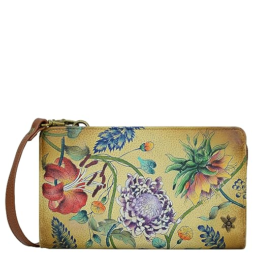 Image of Anuschka Women's Leather Wallet - Hand-Painted Genuine Leather Wallet with RFID Protection - 1149, Caribbean Garden