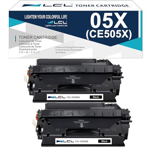 LCL CE505X Negro Cartucho de Tóner Reemplazo para HP 05X CE505X Compatible para HP LaserJet P2050 P2055 P2055d P2055dn P2055x Printers (2 Pack)
