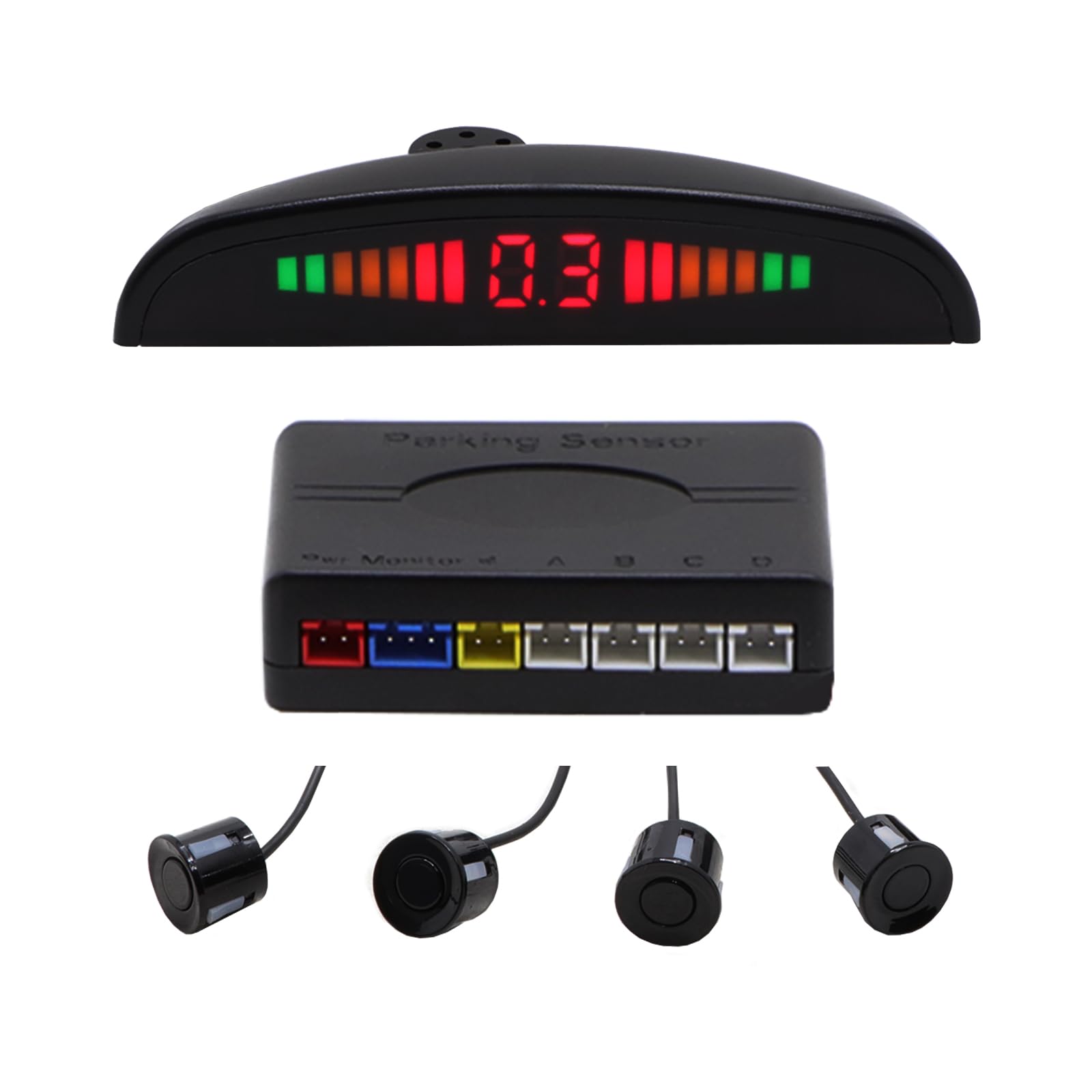 ASVEGE Radar di retromarcia LED sensore di parcheggio, Crescent 4-Sensor Reverse Backup Car Parking Radar Monitor Monitor sistema di rilevamento con display, impermeabile
