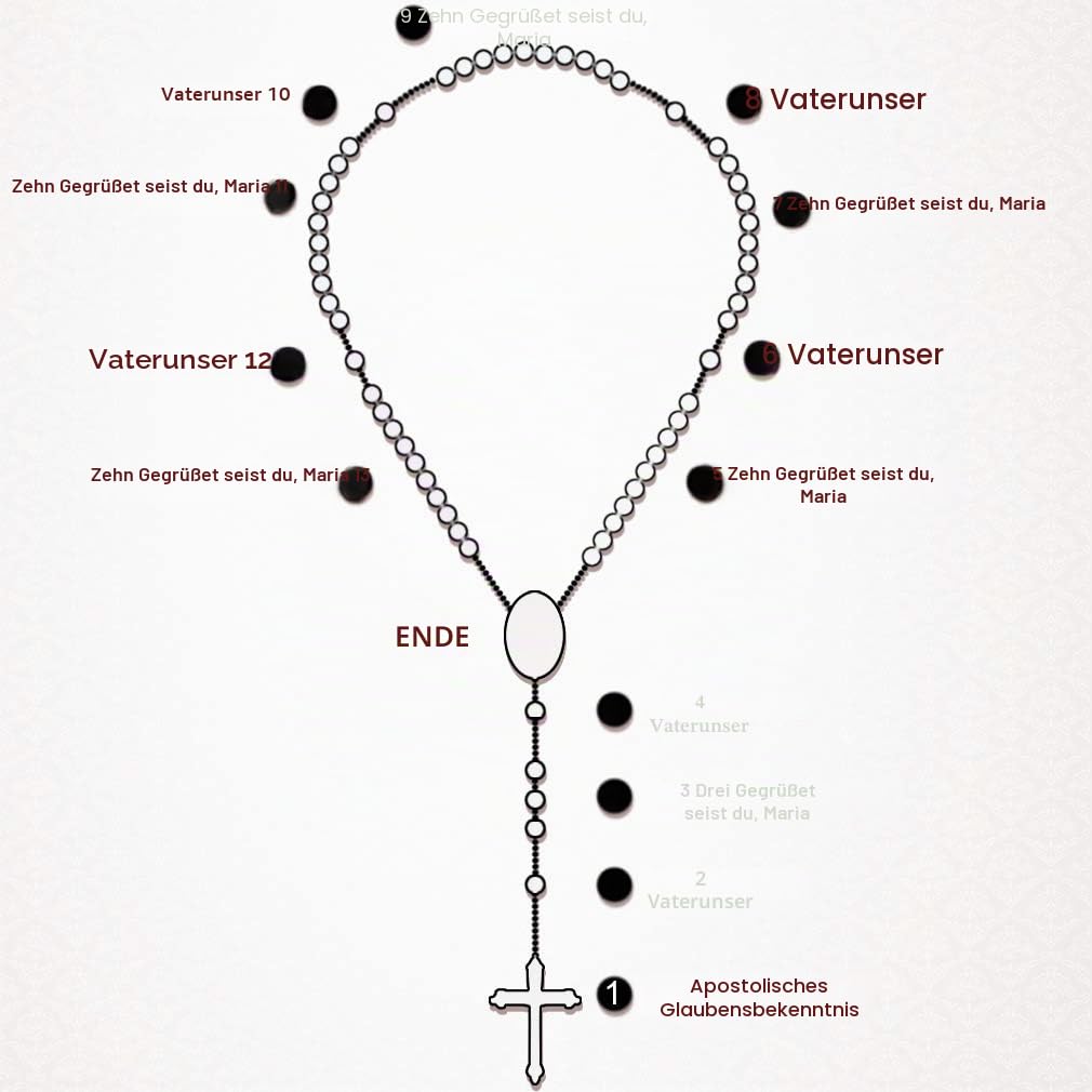 FaithHeart Rosenkranz Kette Damen Herren Kreuzkette Rosenkranzkette Edelstahl Halskette mit Benedikt von Nursia Medaille Gebetskette Lang Rosary Necklace Schutz Amulett Schmuck