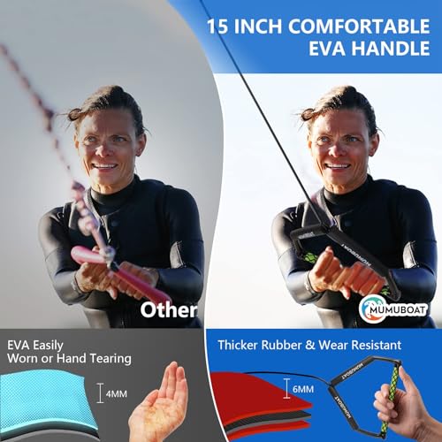 image for MUMUBOAT Dyneema Wakeboard Rope 75ft, No Stretch Wakeboard Rope and Ha
