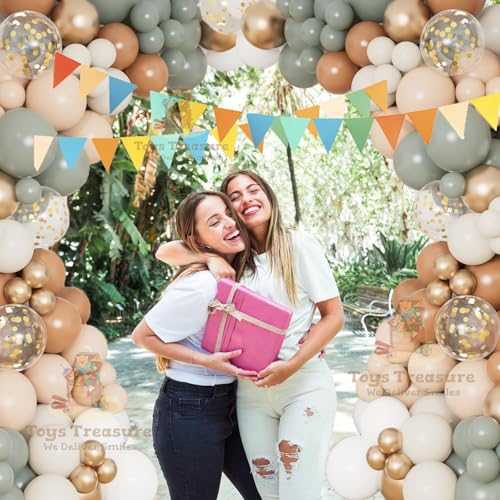 Image of Toys Treasure 104pcs Happy Birthday Decoration Kit - Brown Slate Blue Gold Metallic Balloons Banner Complete Party Pack