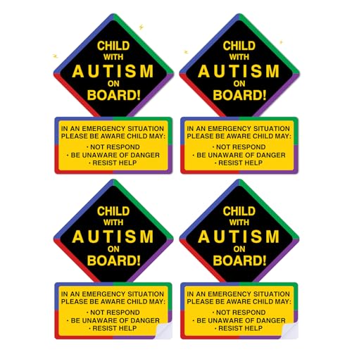 Image of Autism Car Magnet and Stickers Removable Reusable for Vehicle Window, Child with Autism On Board Sign for Safety Awareness