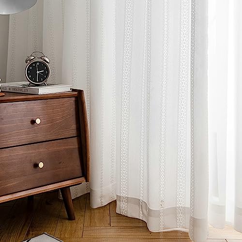Cortina de gasa de 132 x 160 cm para salón, dormitorio o comedor moderno 3