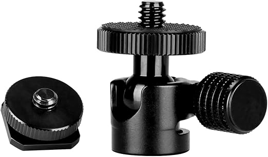koolehaoda 1/4 Mini BallHead & Hot Shoe Mount Adapter for Camera Video Light Tripod Monopod (1/4 Ball Head)