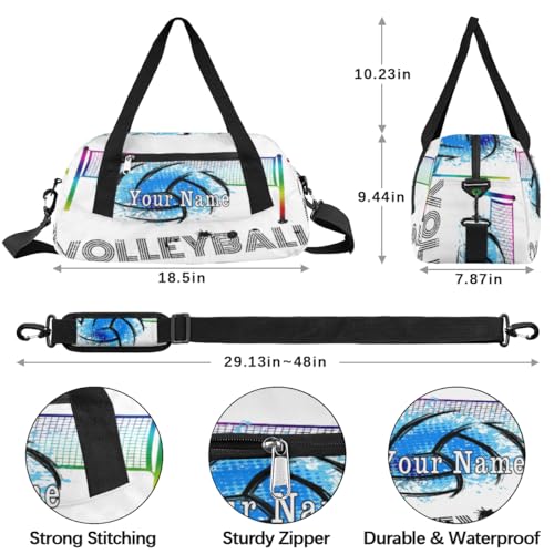 Personalized Kids Duffel Bag Art Swirl Volleyball Ball,Custom Sport Gym Bag for Boys Girls,WWeekender Overnight Bags Travel Duffel Bag,Customized Kids Gift4