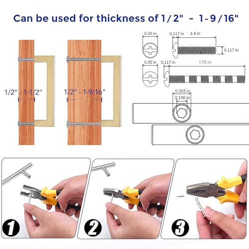 Image of Ravinte 10 Pack Kitchen Champagne Bronze Cabinet Handles 4-1 /2 Inch Hole Center Stainless Steel Square Cabinet Pulls for Dresser Drawer Cupboard Handles with Screwdriver